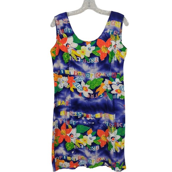 JAMS WORLD Mini dress Size 11 Multicolored blue Tropical floral Vintage - Picture 1 of 10